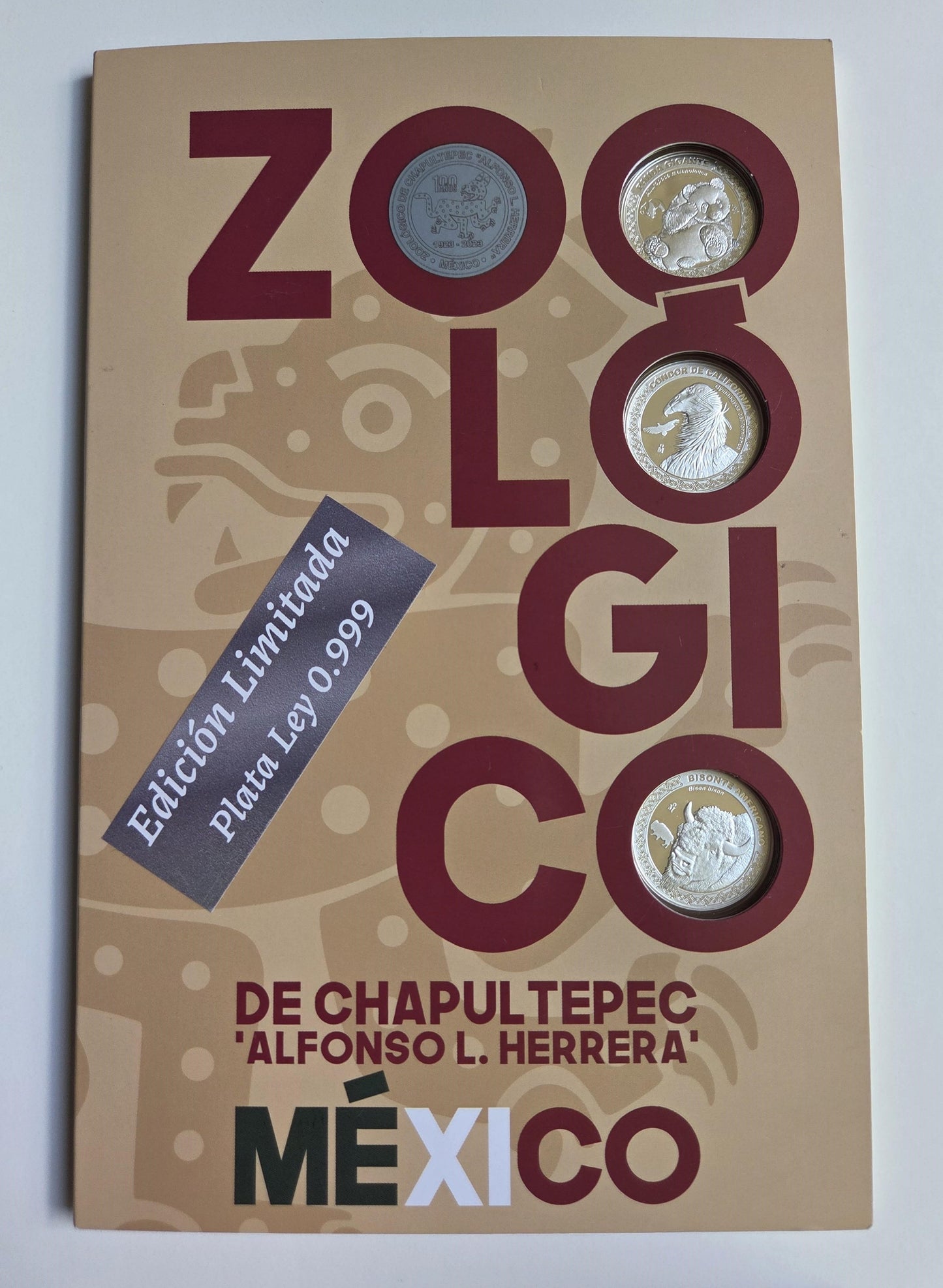 Medallas Conmemorativas Plata Ley .999 del 100º Aniversario del Zoológico de Chapultepec de la Ciudad de México.