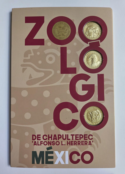 Set de Medallas Conmemorativas del 100º Aniversario del Zoológico de Chapultepec de la Ciudad de México.